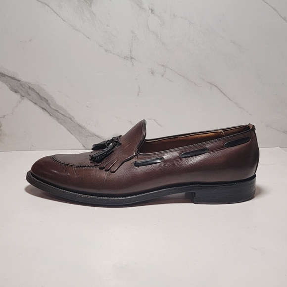 Men's leather Almond Toe kilt tassels loafers Size 11 - Picture 2 of 9